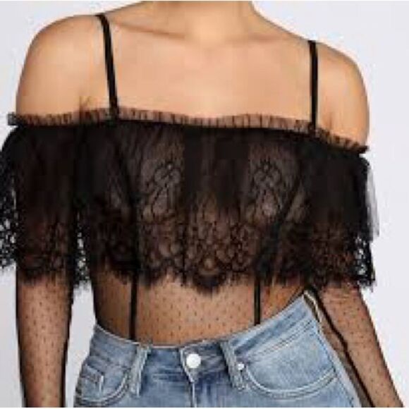 NEW Windsor Sheer Black Lace Bodysuit size Medium - Picture 14 of 16